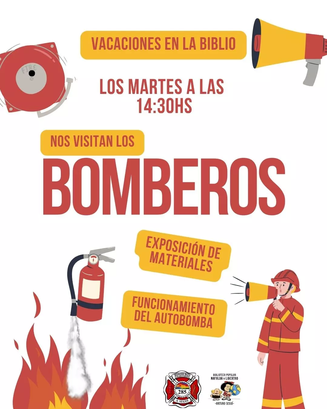 Nos visitan los bomberos - Exposición y funcionamiento de la autobomba
