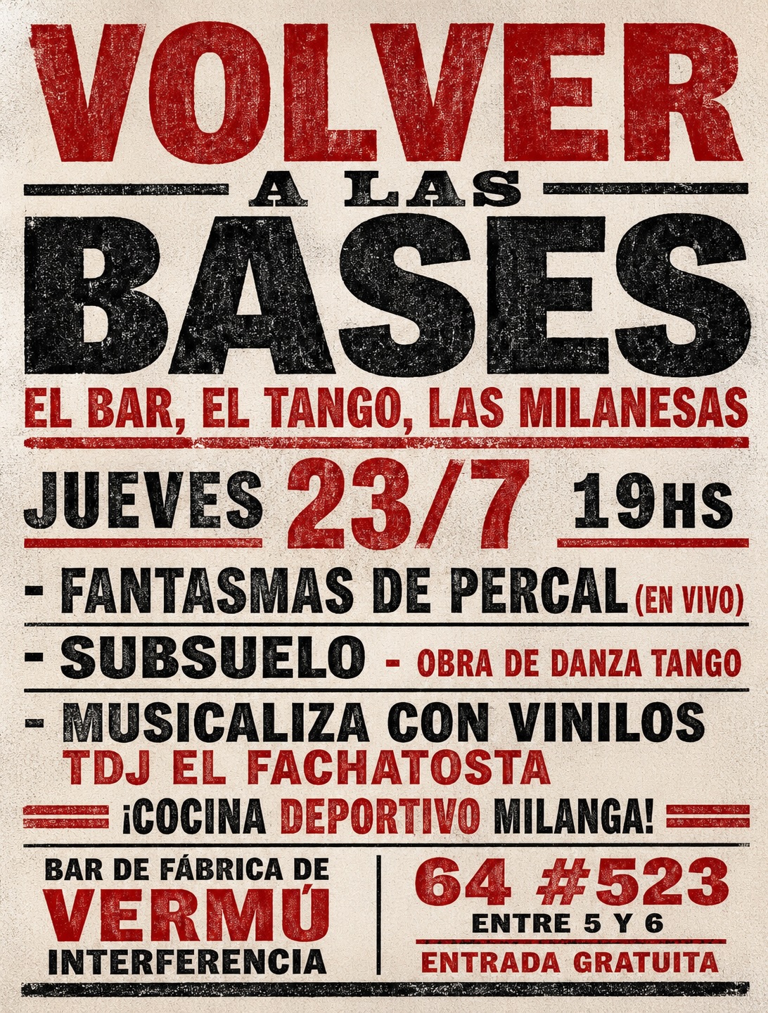Volver a las bases - El bar, el tango, las milanesas
